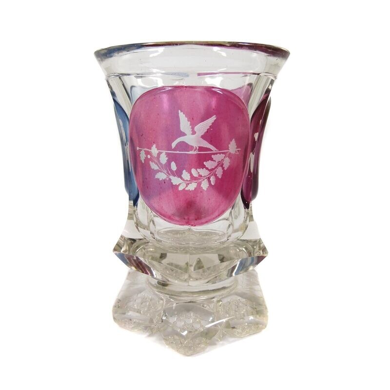 Heavy footed cup with cut allegories, Egermann around 1835