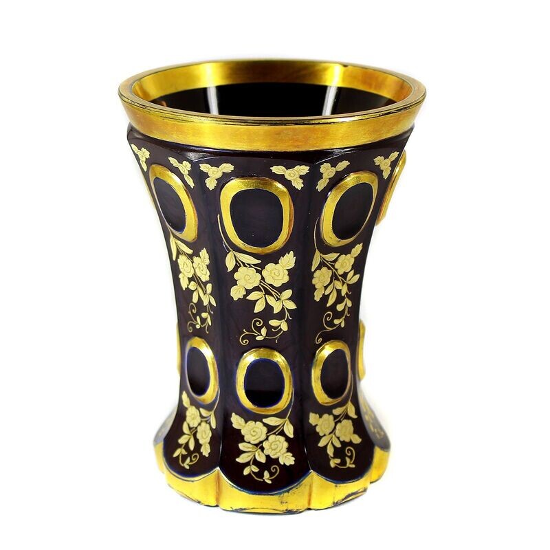 Rare lithyaline cup with impasto flower painting, Friedrich Egermann around 1830