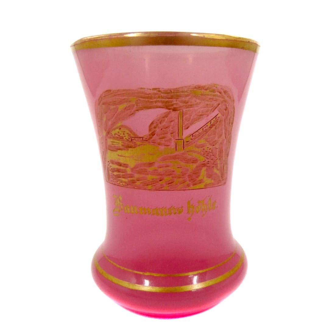 Cup made of rose-colored alabaster glass, Baumann&#39;s Cave / Harz, Josephinenhütte