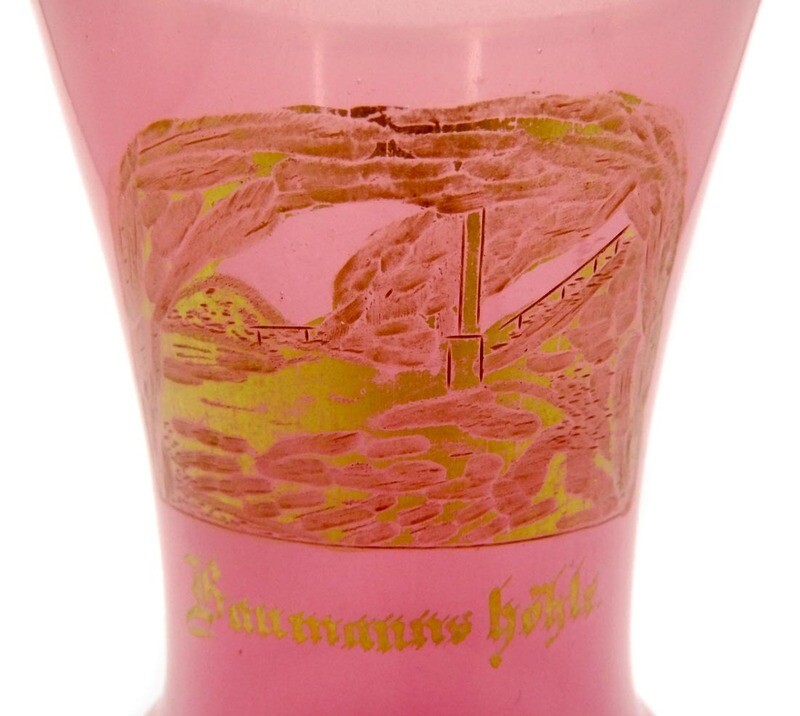 Cup made of rose-colored alabaster glass, Baumann's Cave / Harz, Josephinenhütte