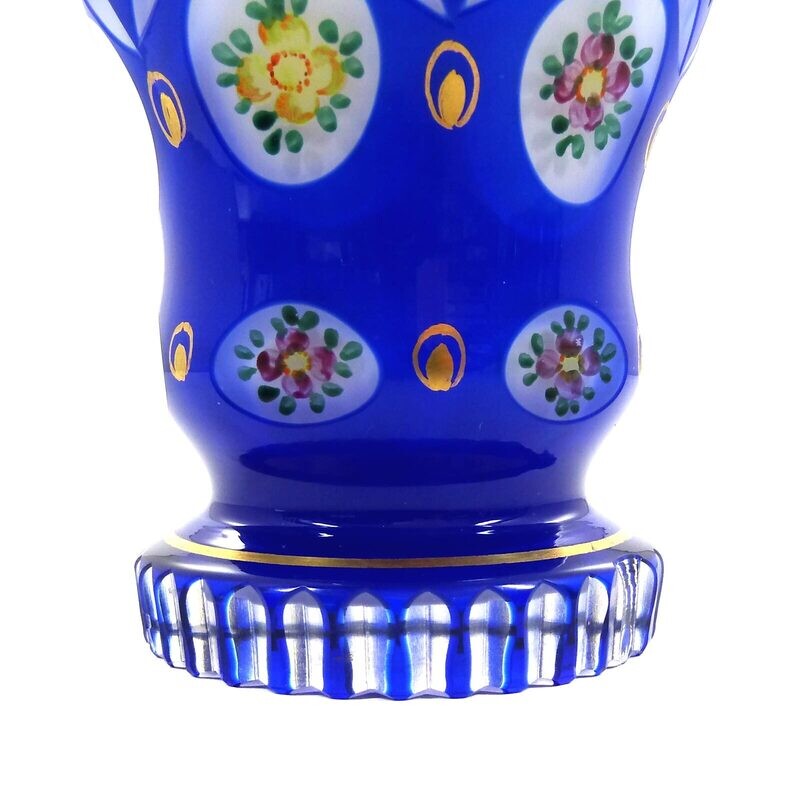 Beaker with cobalt blue overlay and gold painting, Gebr. Lorenz Steinschönau