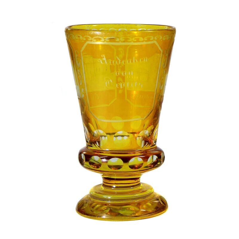 Footed cup with a finely carved view of Teplitz, 2nd half of the 19th century.