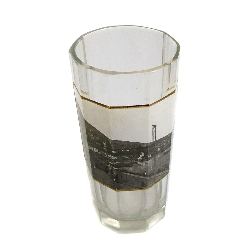 Tall faceted view glass with enameled rectangular reserve &amp; Rhine view