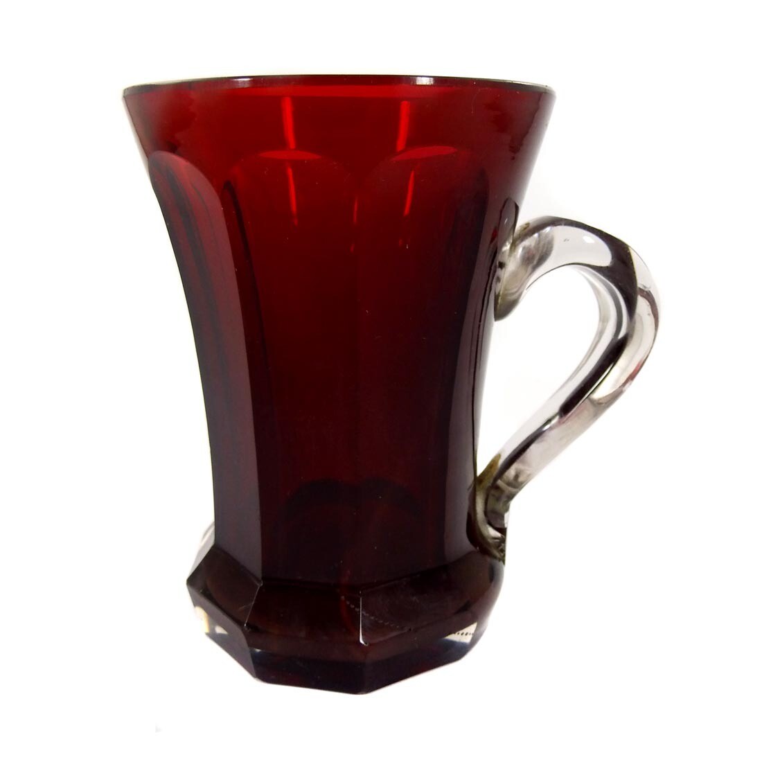 Biedermeier mug made of ruby red glazed glass, Bohemia, mid-19th century.