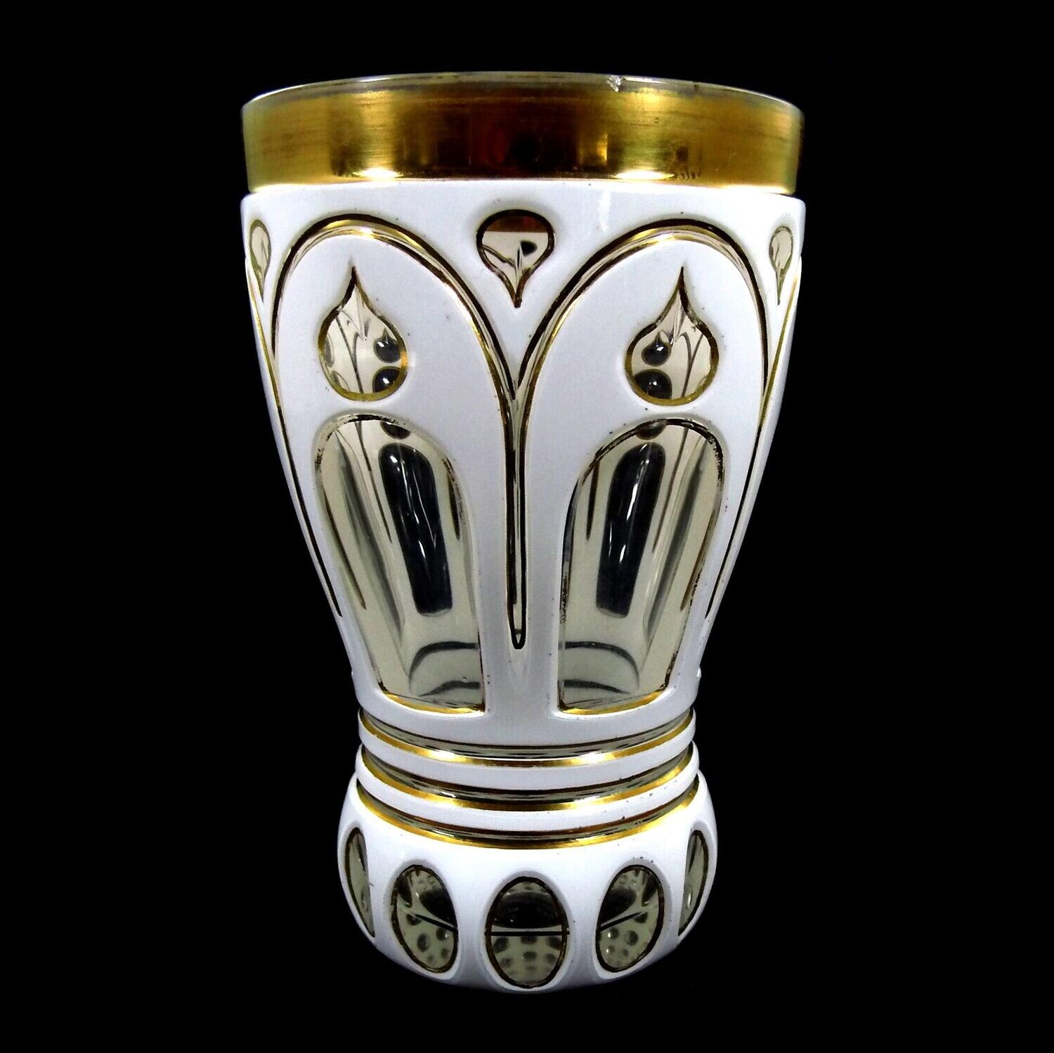 Beaker made of colorless glass and pewter enamel overlay, Neuwelt around 1850