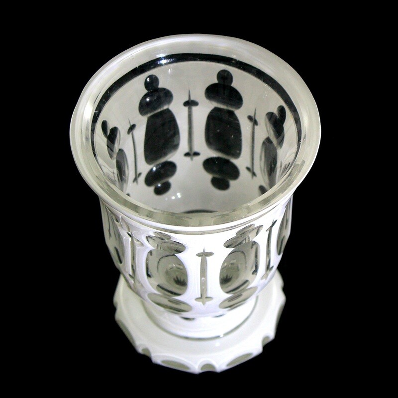 Cup with tin enamel overlay and cut-through ornamentation, Bohemia around 1860