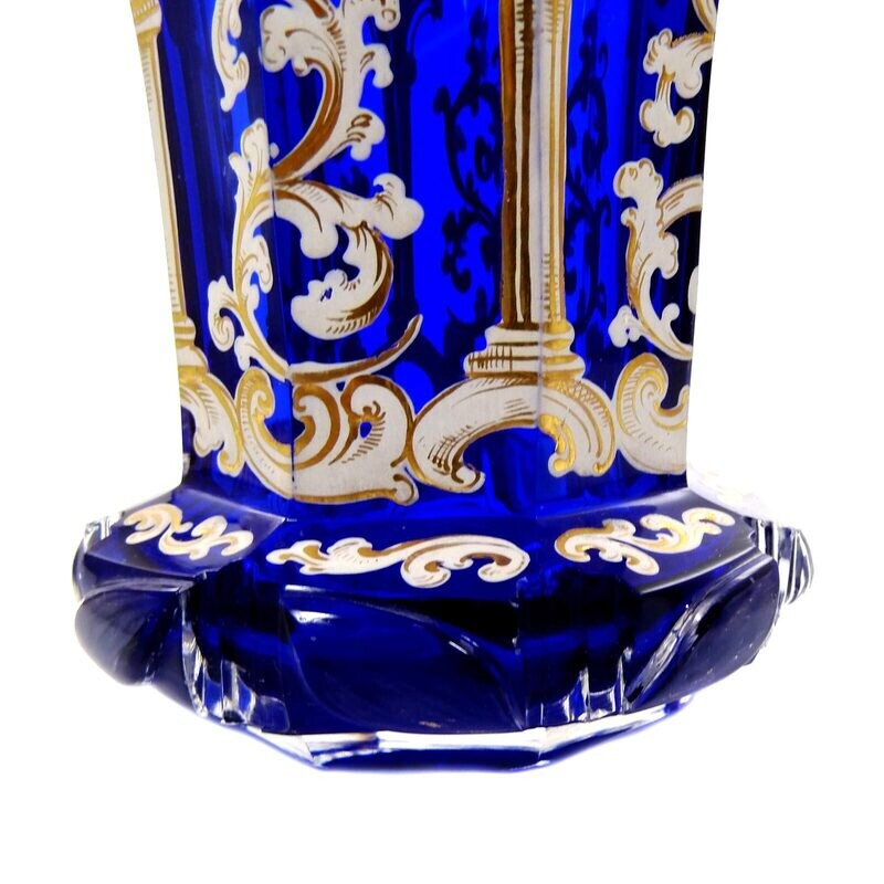 Beaker with cobalt blue underlay and enamel painting, Annathal around 1850