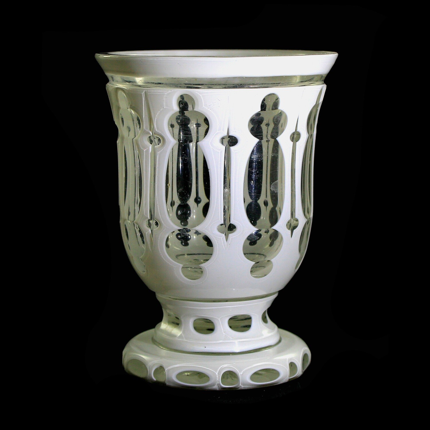 Cup with tin enamel overlay and cut-through ornamentation, Bohemia around 1860