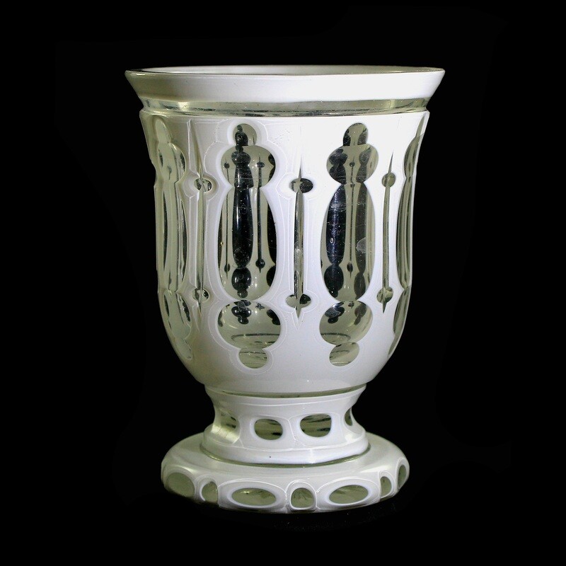 Cup with tin enamel overlay and cut-through ornamentation, Bohemia around 1860