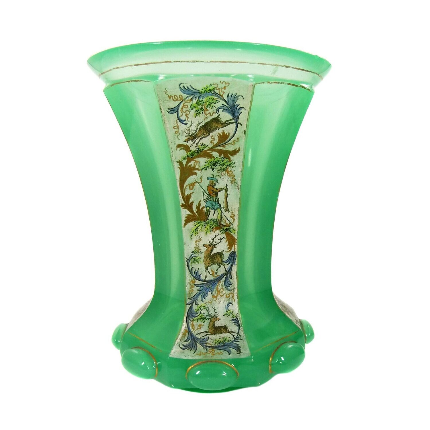 Rare cup made of colored alabaster glass with enamel painting, probably Annathal