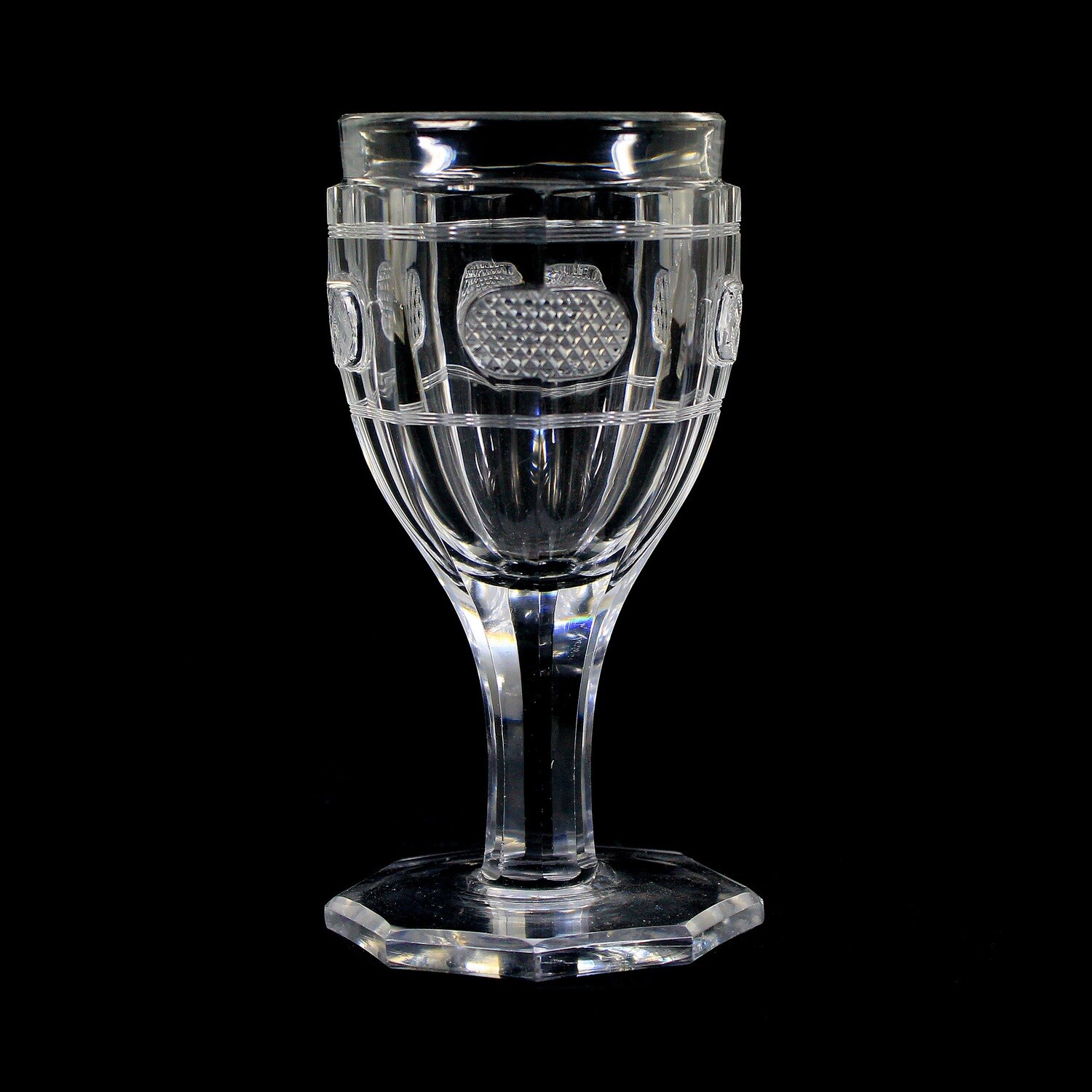 Goblet glass made of lead crystal with octagonal body, Ireland or Great Britain