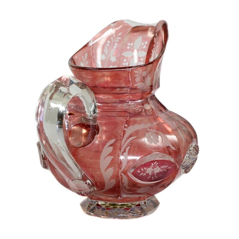 Beaked jug with rose-colored glazing, Friedrich Egermann around 1835-40