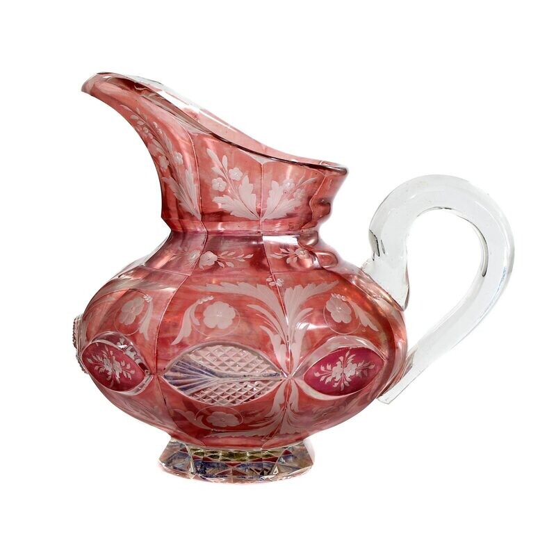 Beaked jug with rose-colored glazing, Friedrich Egermann around 1835-40