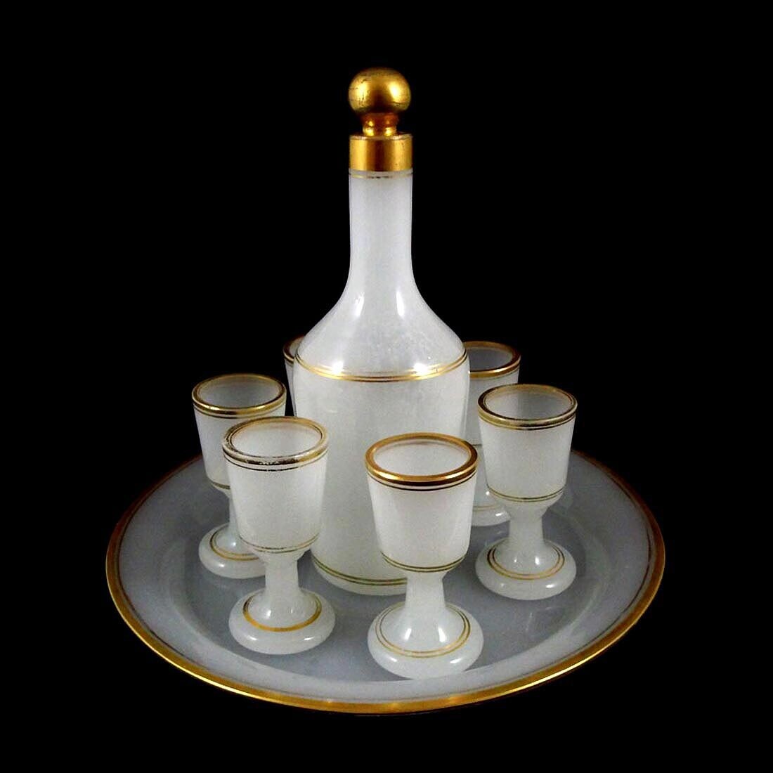 8-piece alabaster glass service, Josephinenhütte around 1850-70