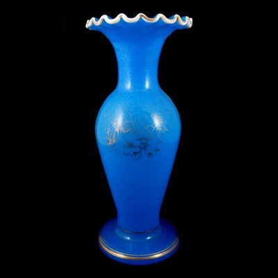 Balustervase aus hellblauem Alabasterglas, Neuwelt um 1850-70