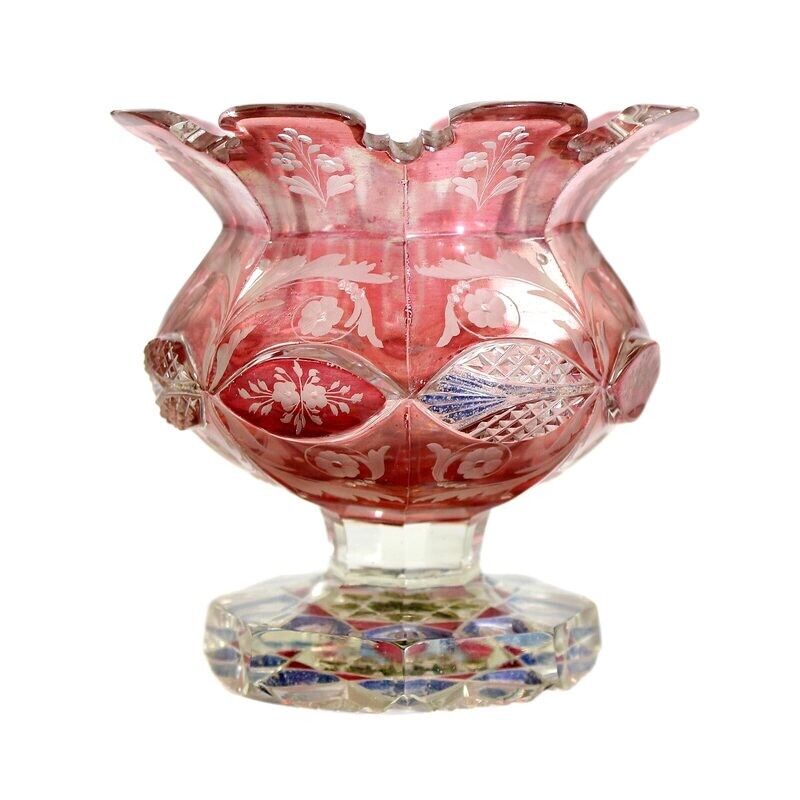 Foot bowl with rose-colored glazing, Friedrich Egermann around 1835-40