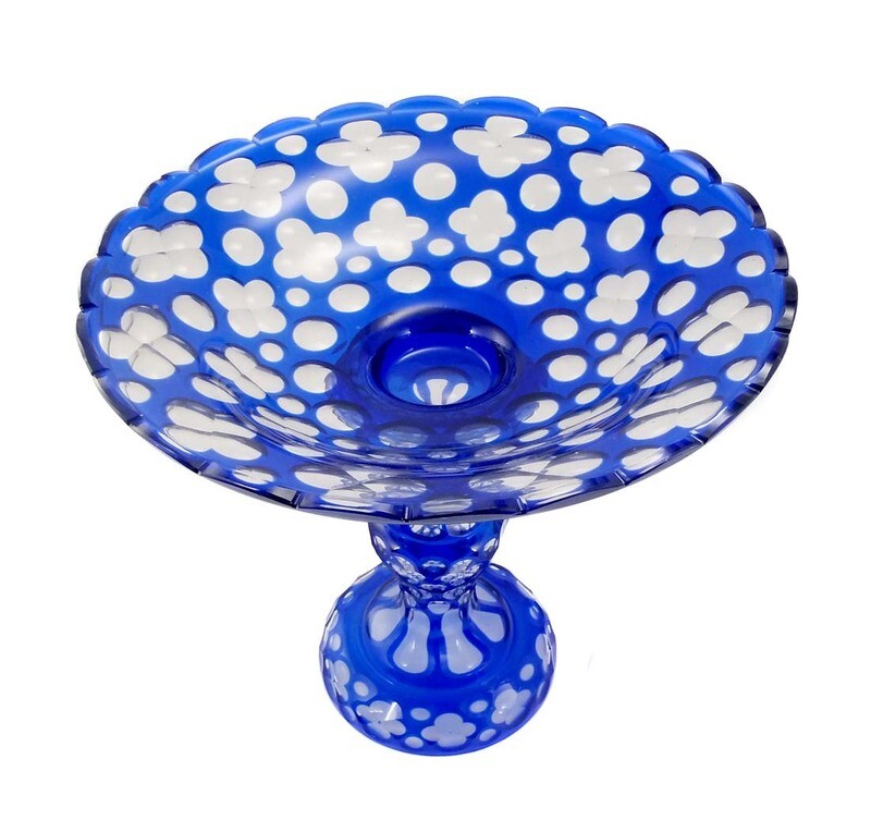 Large two-part centerpiece with overlay and cut decoration, New World around 1850