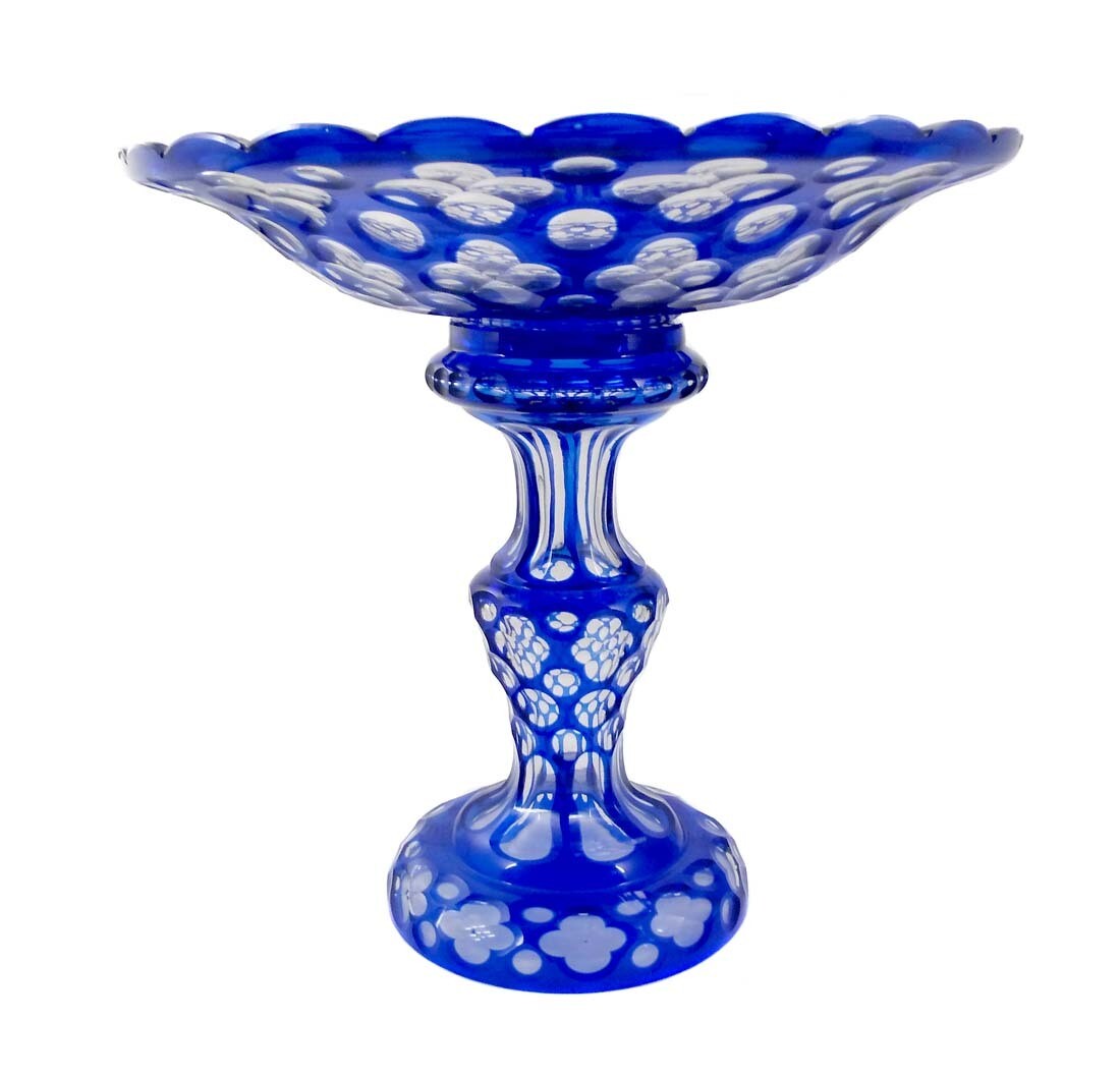 Large two-part centerpiece with overlay and cut decoration, New World around 1850