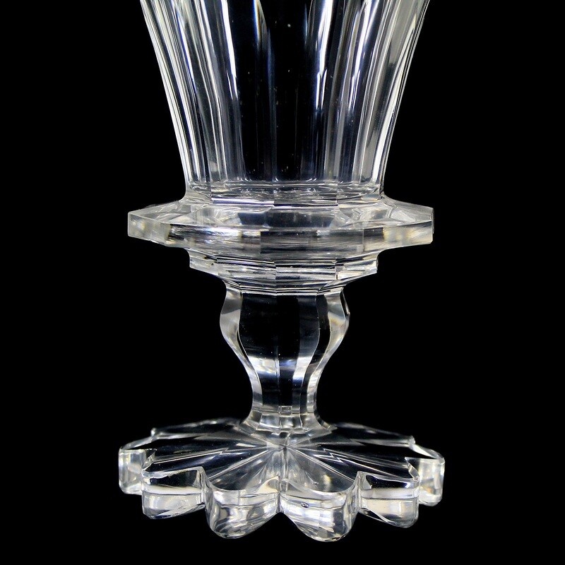 Magnificently faceted cup made of colorless glass with a roller-cut base, Bohemia