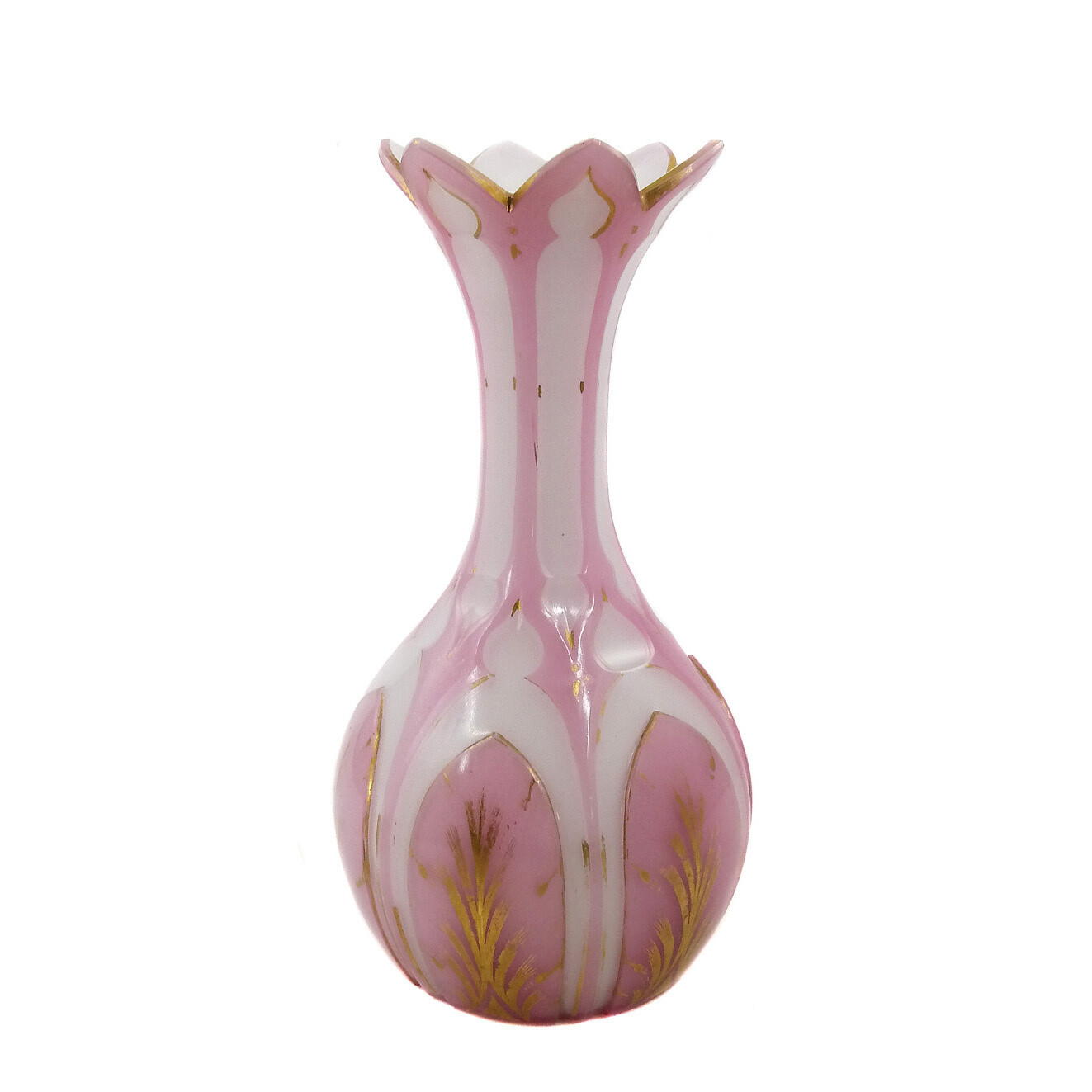 Biedermeier vase with double overlay &amp; high-cut ornamentation, Bohemia around 1850
