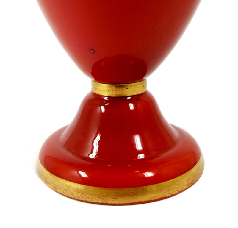 Vase made of sealing wax red glass with meander frieze, Neuwelt around 1860-70