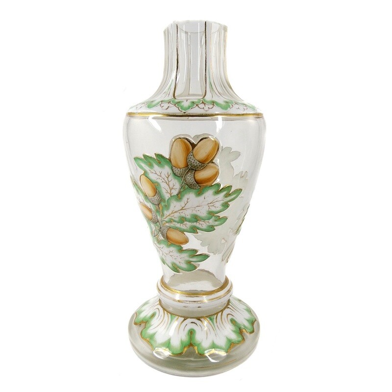 Vase with tin enamel overlay and gold enamel painting, Neuwelt around 1850