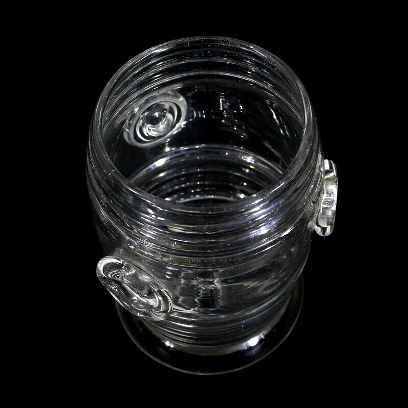 Thumb jar with lid and opaque enamel painting, base with demolition, 19th century.