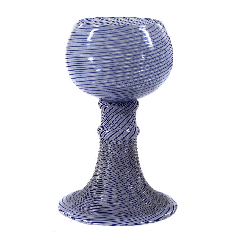 Roman with enclosed spiral threads in blue and white, Josephinenhütte around 1850