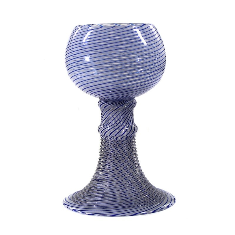 Roman with enclosed spiral threads in blue and white, Josephinenhütte around 1850