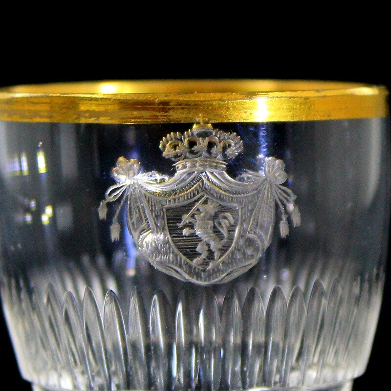 Shot glass with cut coats of arms of the Grand Duchy of Hesse around 1805-10