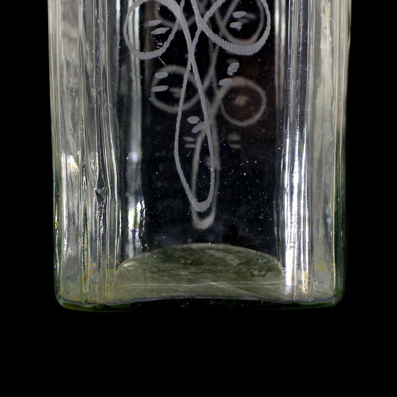 Baptism bottle made of colorless glass with decoration, dated 1867, Switzerland, Flühli