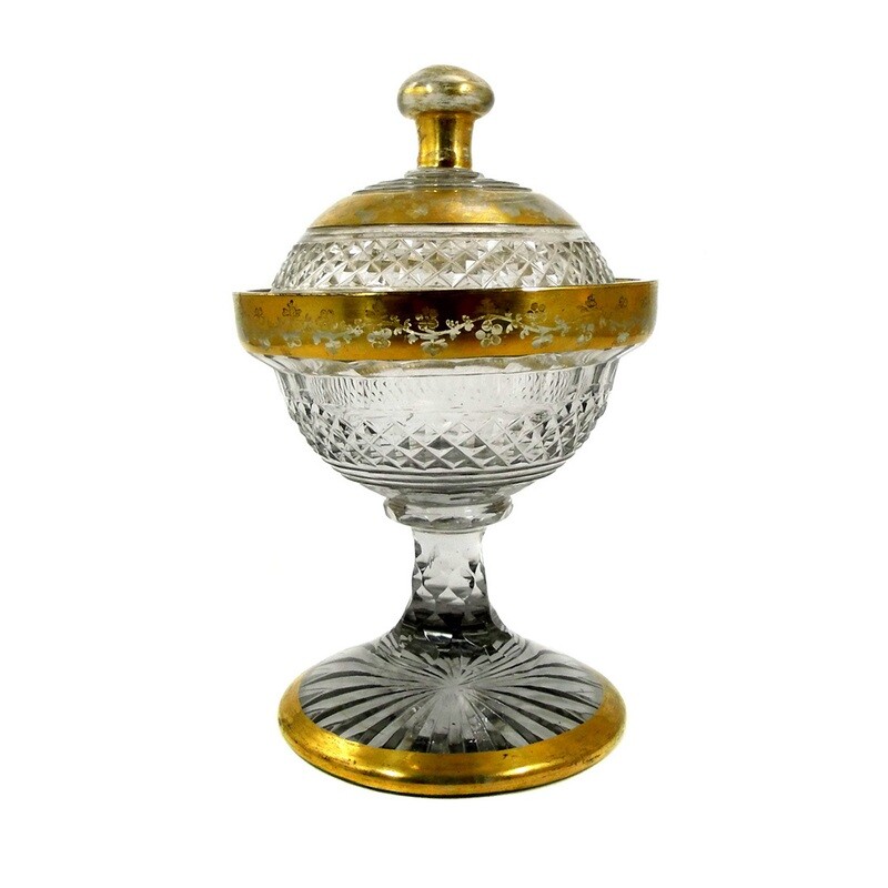 Rare confectionery bowl with lid, Imperial Glass Manufactory St. Petersburg