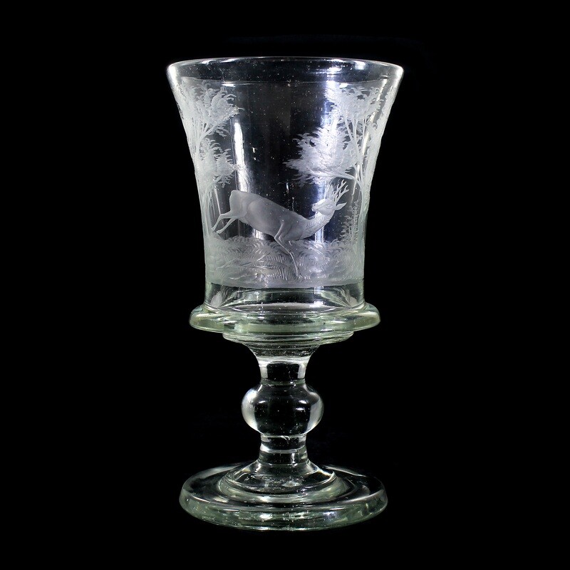 Large cup with a cut view &amp; roebuck, 2nd half of the 19th century.