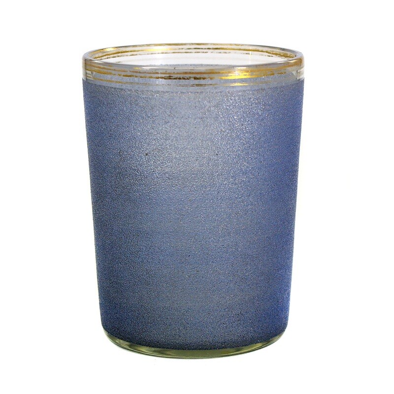 Cup with rolled light blue glass beads, Silesia or Bohemia around 1870-80