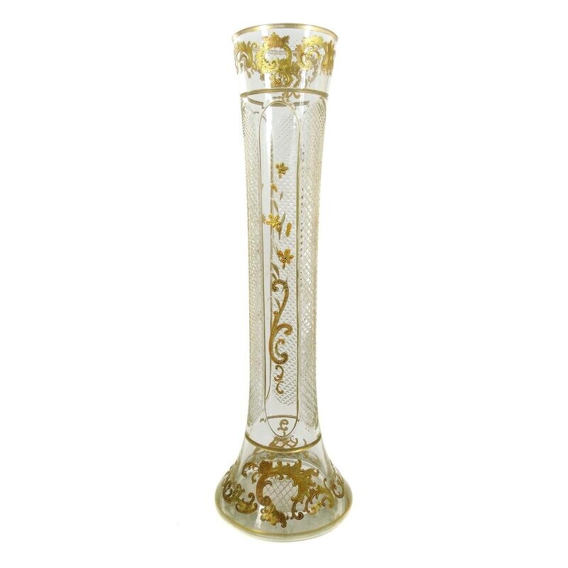30 cm high vase with stone cut decoration and gold painting around 1880-85