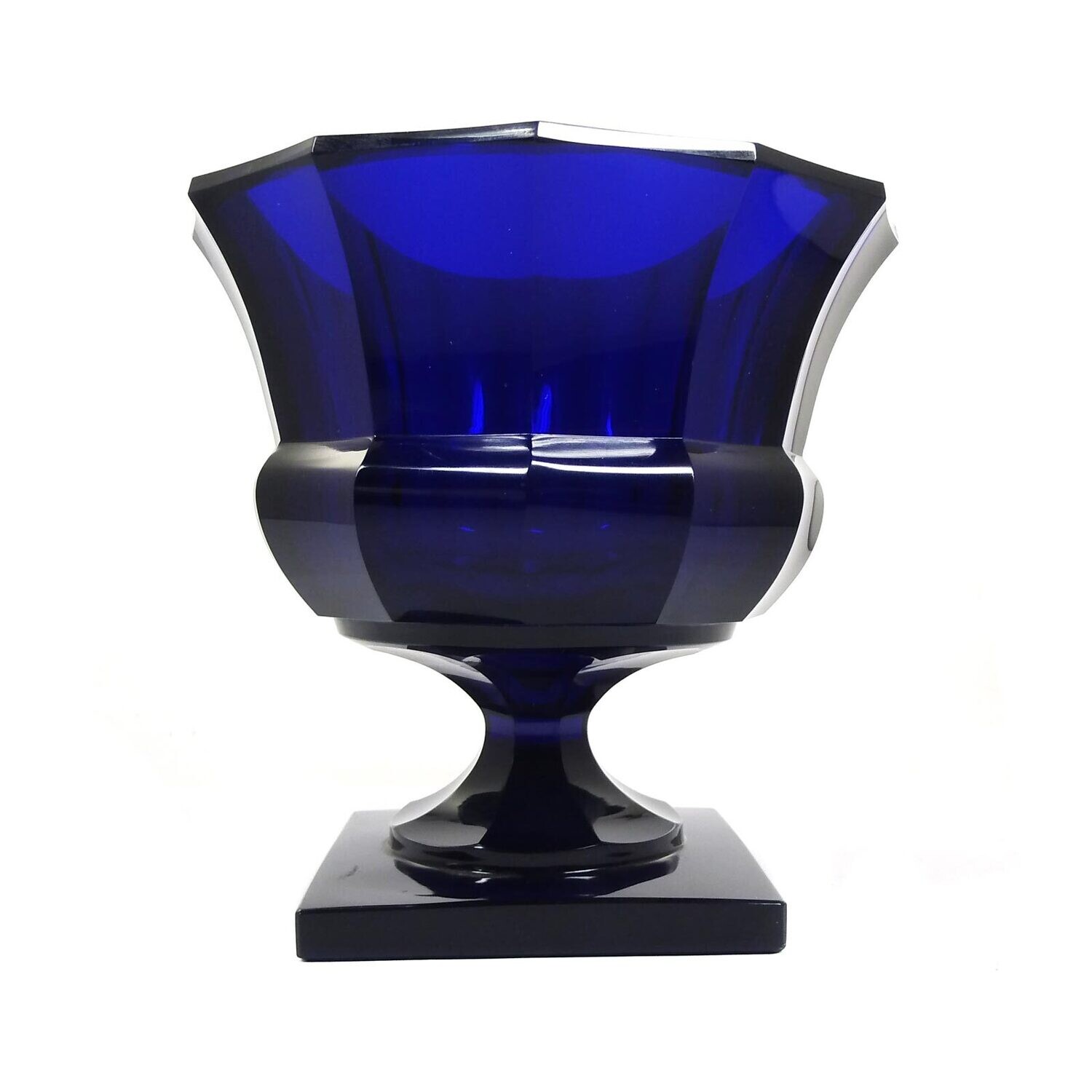 Footed bowl made of cobalt blue glass, Josephinenhütte, Fr. Pohl, World Exhibition