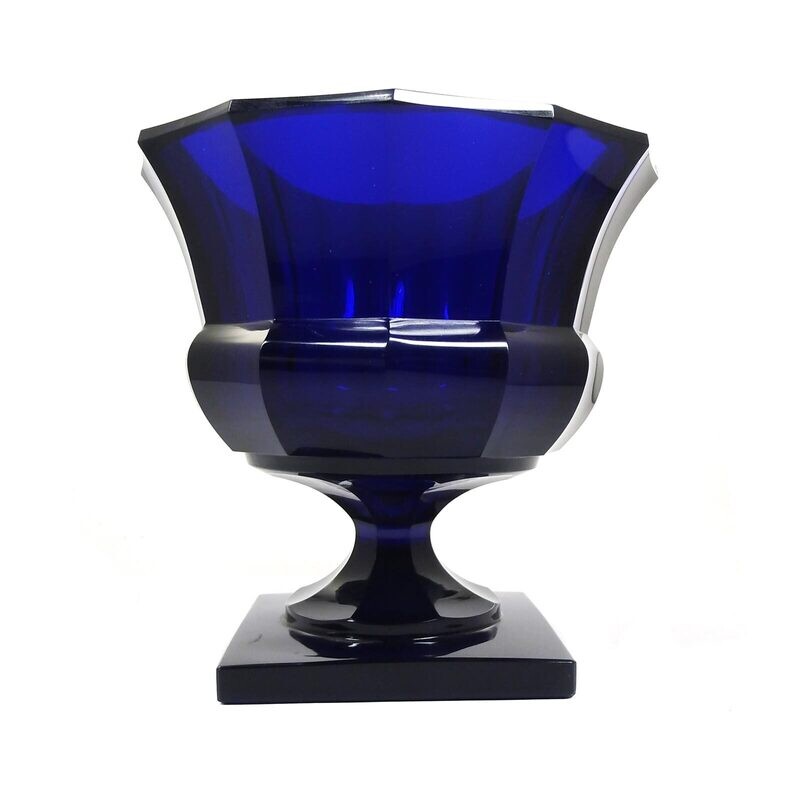 Footed bowl made of cobalt blue glass, Josephinenhütte, Fr. Pohl, World Exhibition