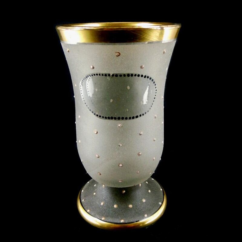Footed cup with acid-matt surface and dot decoration, Josephinenhütte