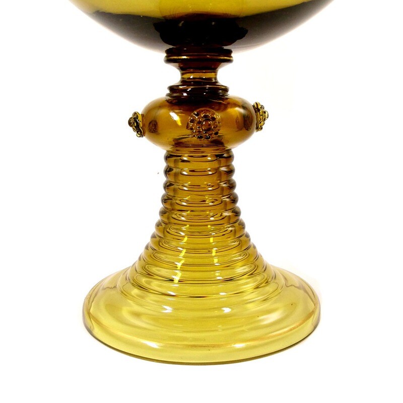 48 cm high punch bowl with painted cartouche, Josephinenhütte around 1885-1900
