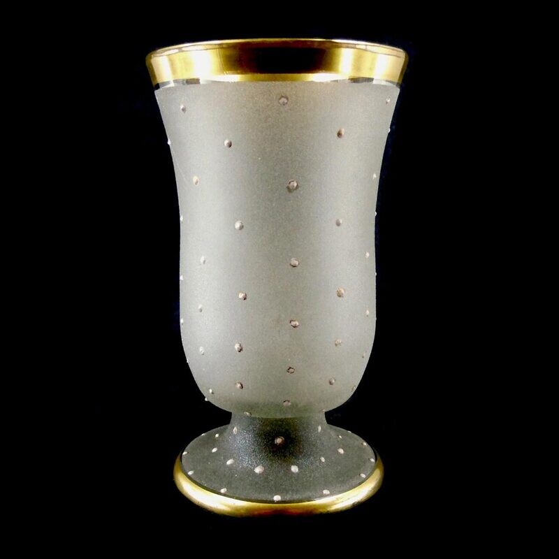 Footed cup with acid-matt surface and dot decoration, Josephinenhütte