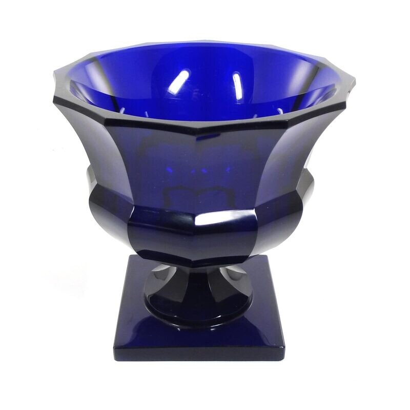 Footed bowl made of cobalt blue glass, Josephinenhütte, Fr. Pohl, World Exhibition