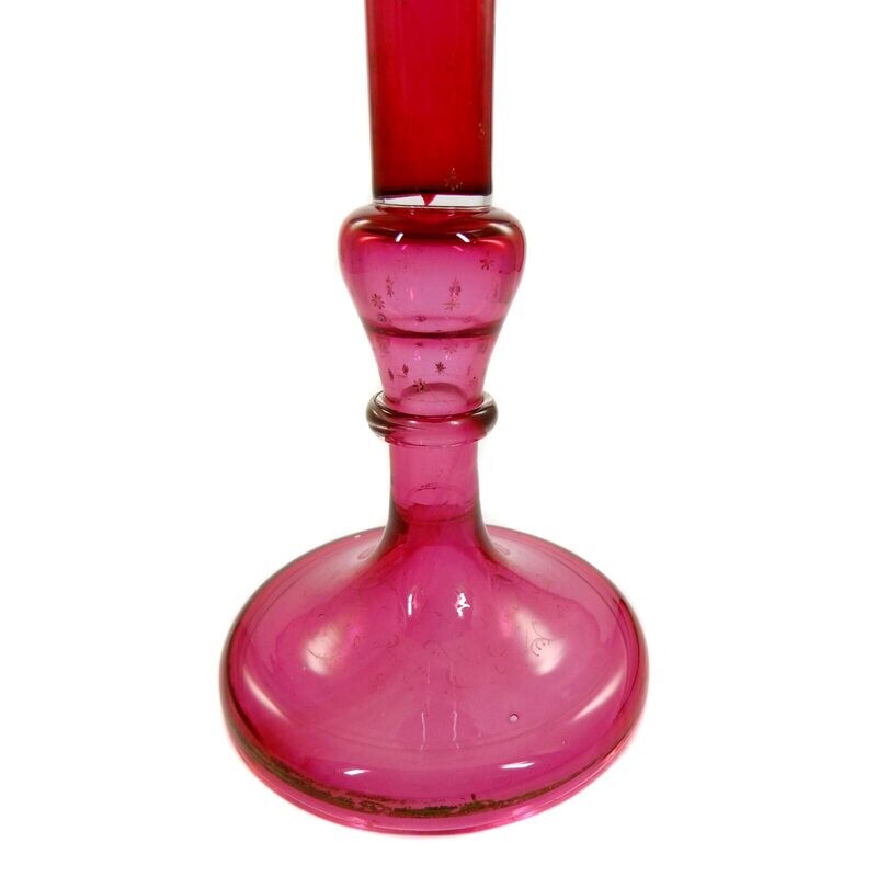 Large flute vase with gold ruby overlay and surrounding snake, Josephinenhütte