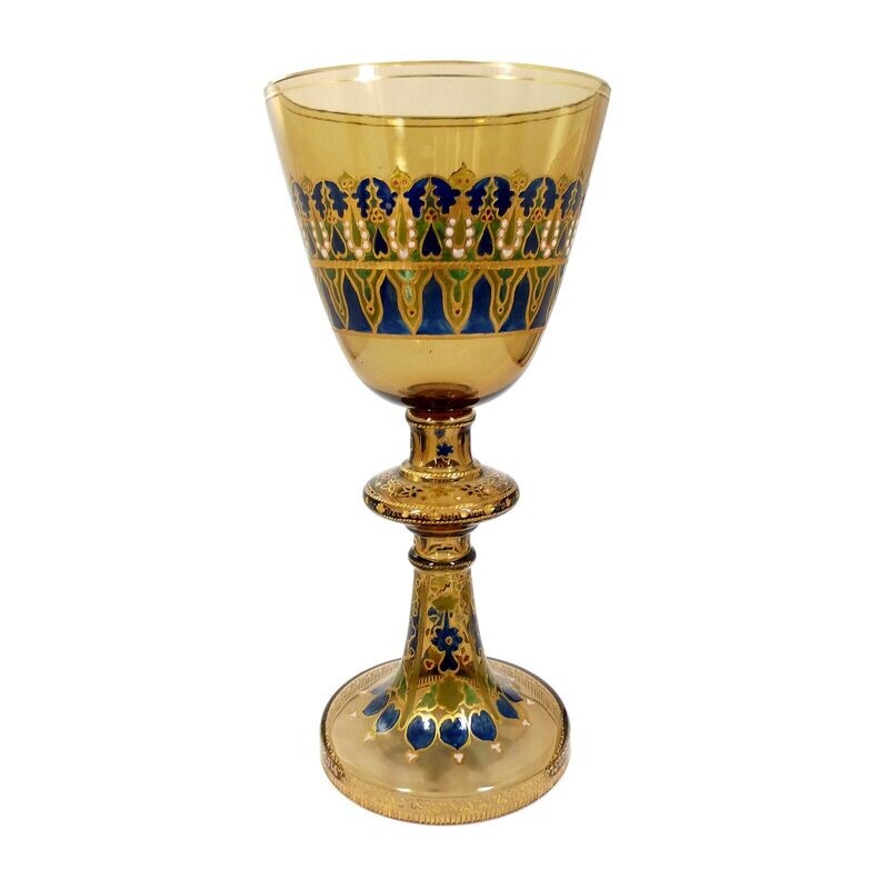 Large cup with translucent enamel, designed by Franz Pohl Jr., decor by Fritz Heckert