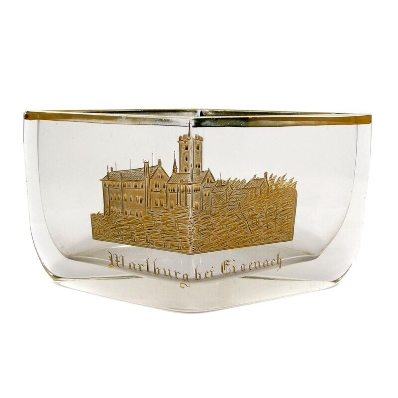 Bowl with a gilded cut view of the Warthburg, Josephinenhütte