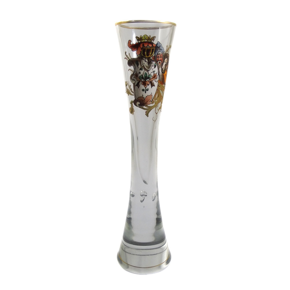 Champagne flute with pierced air beads and crowned coat of arms, Josephinenhütte