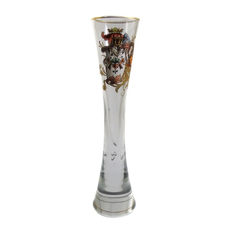 Champagne flute with pierced air beads and crowned coat of arms, Josephinenhütte