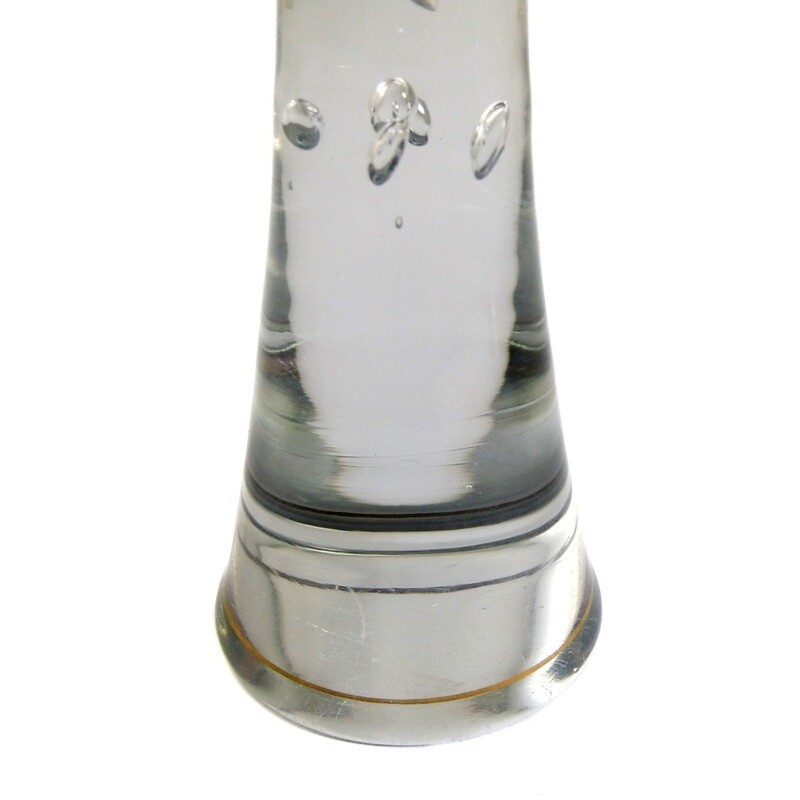 Champagne flute with pierced air beads and crowned coat of arms, Josephinenhütte
