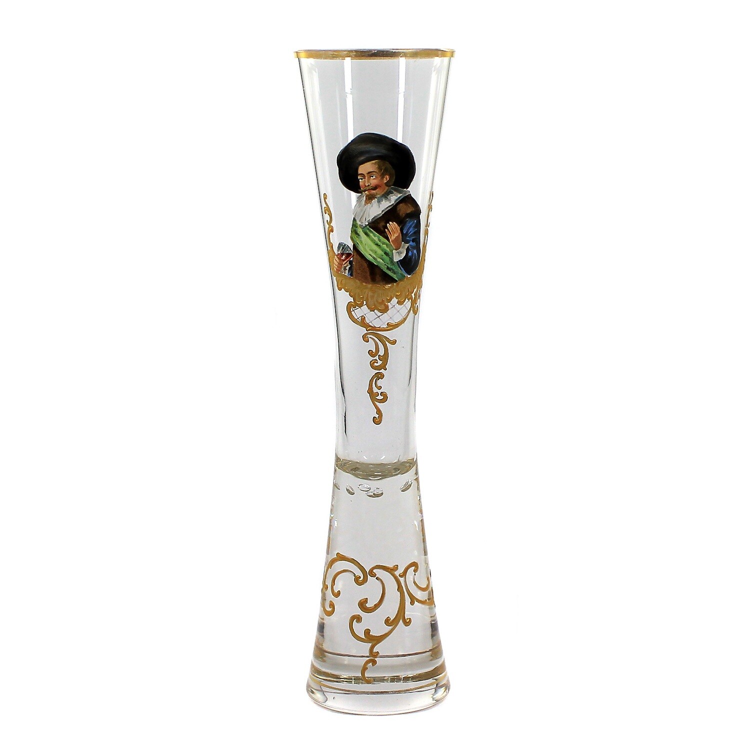 Champagne glass with enamel painting, Josephinenhütte, designed by Arthur Gerlach around 1879