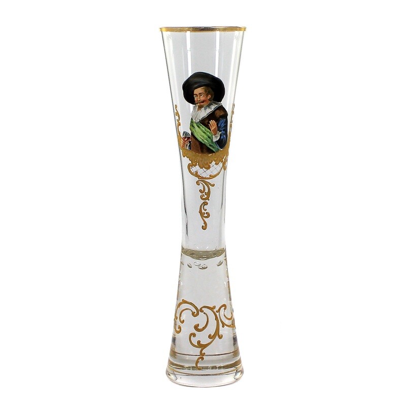Champagne glass with enamel painting, Josephinenhütte, designed by Arthur Gerlach around 1879
