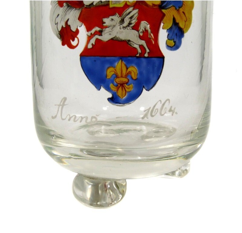 Ball-footed cup with enameled coat of arms depiction, Harrach'sche Neuwelt around 1870